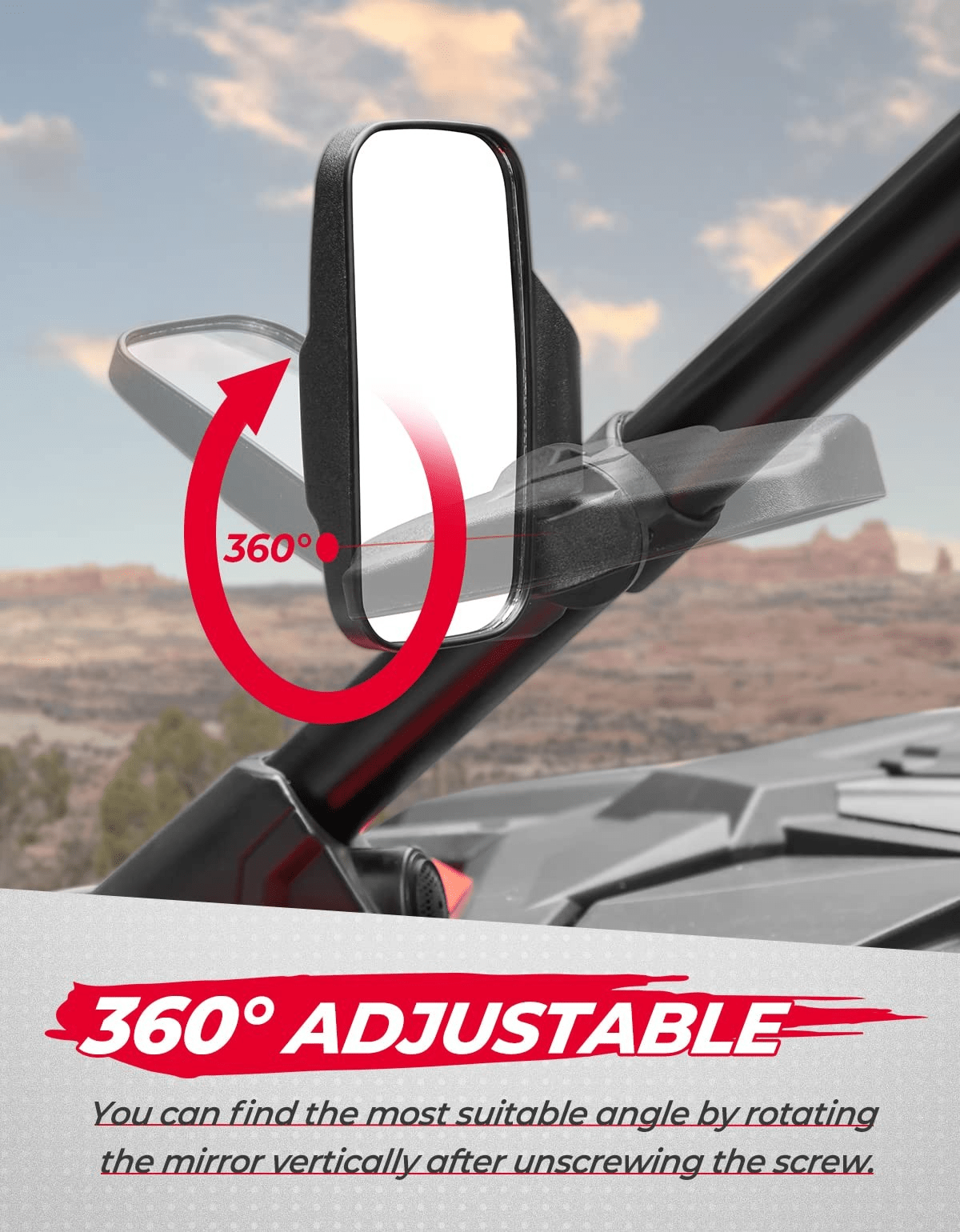 UTV 1.75" / 2" Side View High Impact Convex Mirror - 3 Star UTV