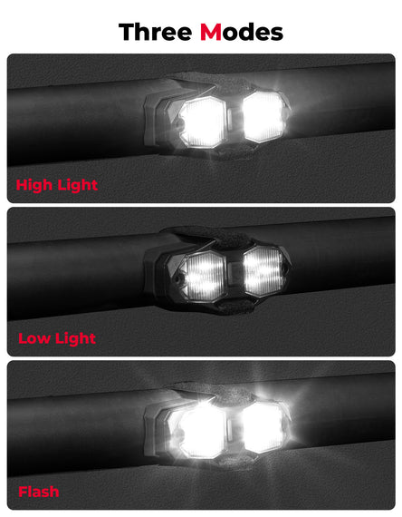 UTV Aluminum Waterproof Dome Interior Lights 600mAh Rechargeable for 1.5" - 2" Roll Bar - 3 Star UTV