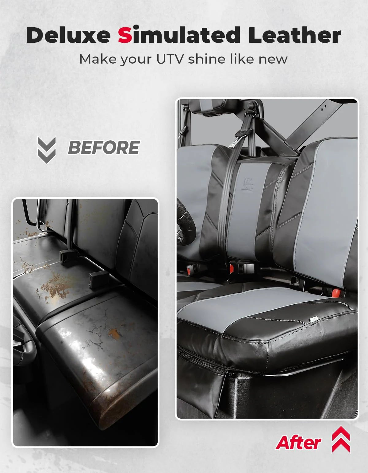 UTV Leather Seat Covers with Pocket for Polaris Ranger XP 1000/Crew - 3 Star UTV