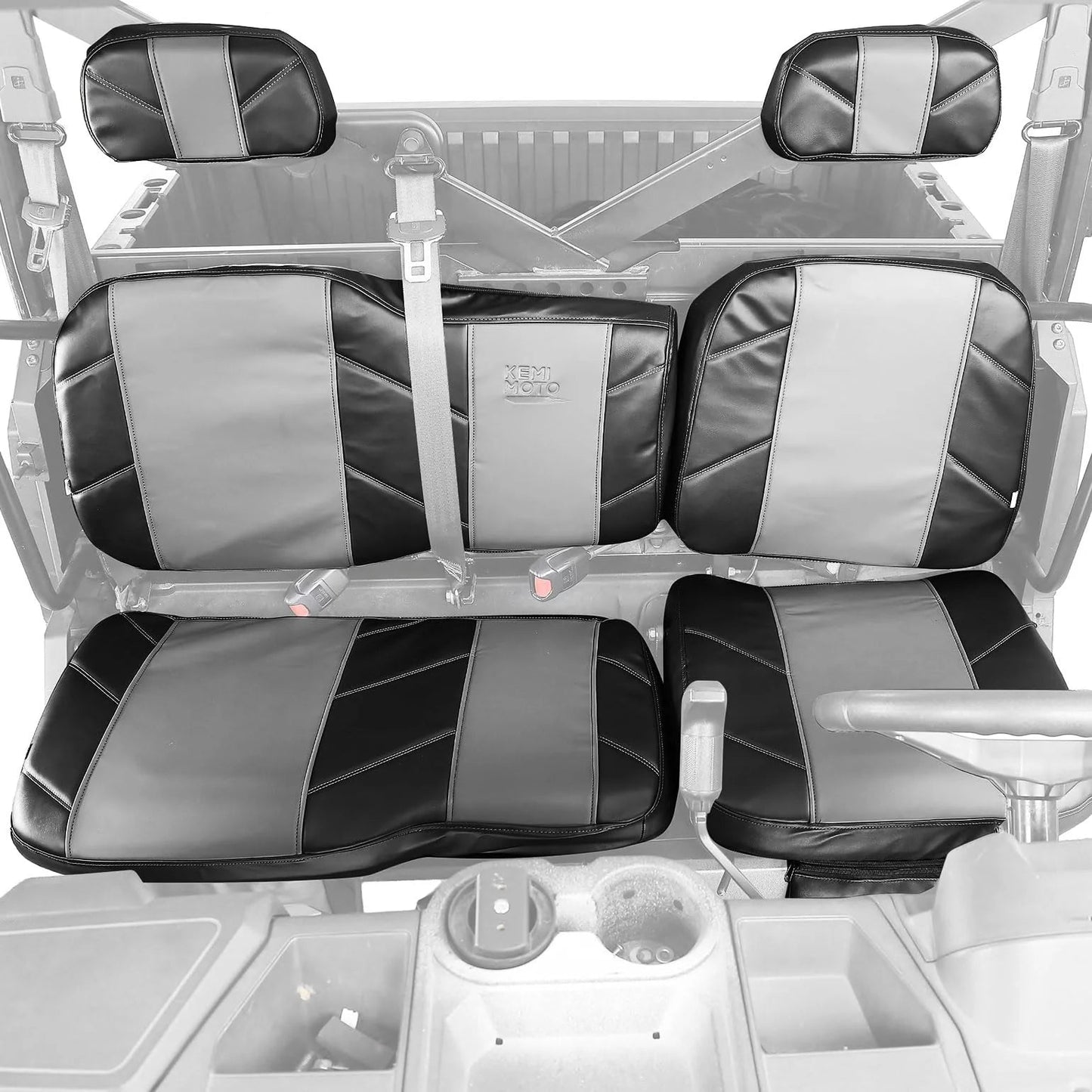 UTV Leather Seat Covers with Pocket for Polaris Ranger XP 1000/Crew - 3 Star UTV