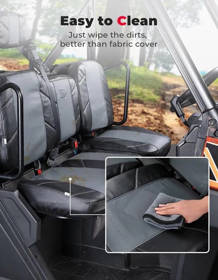 UTV Leather Seat Covers with Pocket for Polaris Ranger XP 1000/Crew - 3 Star UTV