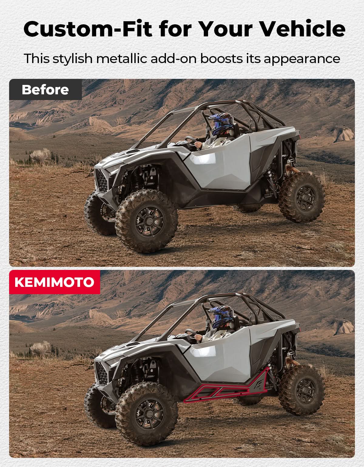 UTV Nerf Bars Rock Sliders with Step Function for Polaris RZR 2020 - 2025 - 3 Star UTV