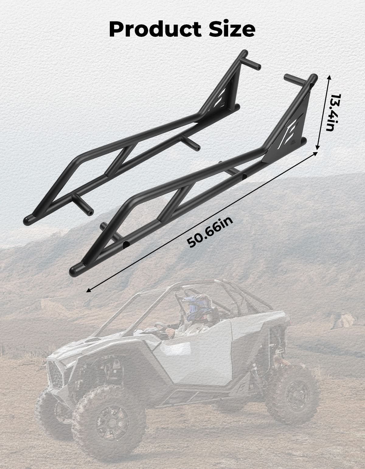 UTV Nerf Bars Rock Sliders with Step Function for Polaris RZR 2020 - 2025 - 3 Star UTV