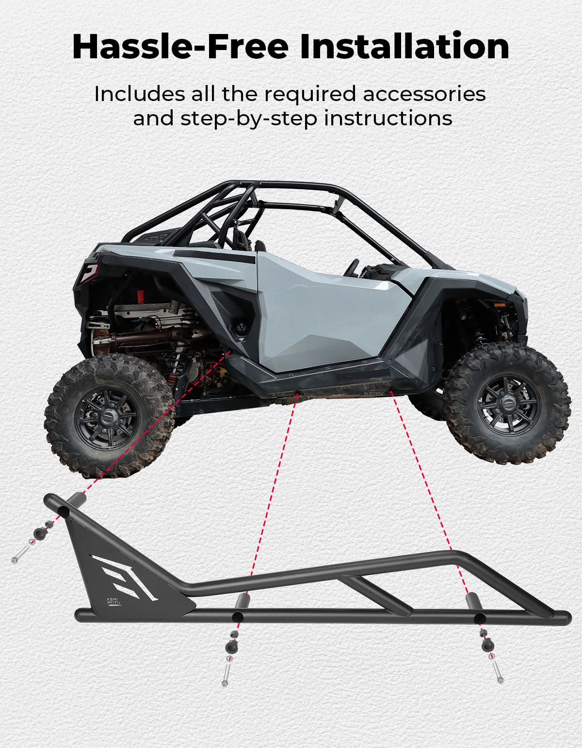 UTV Nerf Bars Rock Sliders with Step Function for Polaris RZR 2020 - 2025 - 3 Star UTV