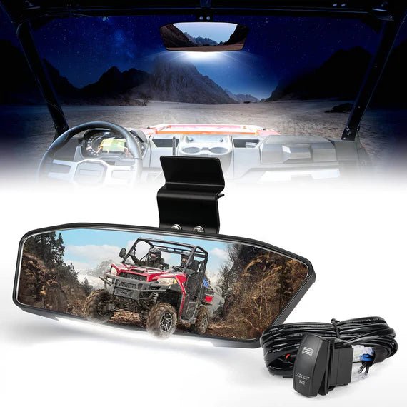UTV Rear View Mirror with LED Light for Polaris Ranger/ Defender 2015 - 2024 - 3 Star UTV