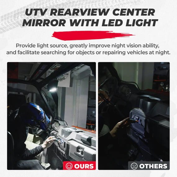 UTV Rear View Mirror with LED Light for Polaris Ranger/ Defender 2015 - 2024 - 3 Star UTV