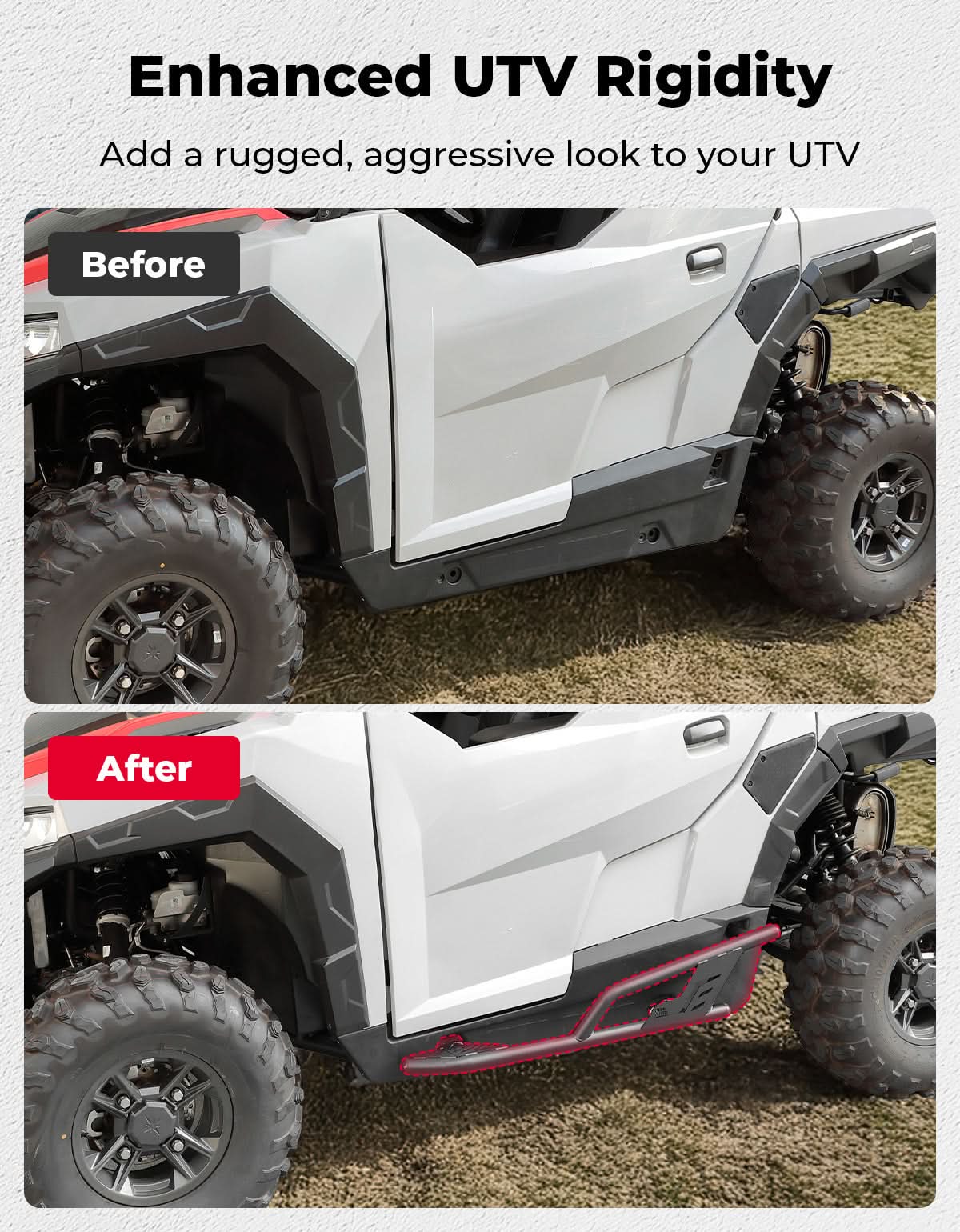 UTV Rock Sliders Nerf Bar for Polaris General 1000/ General XP 1000, 2016 - 2025 - 3 Star UTV