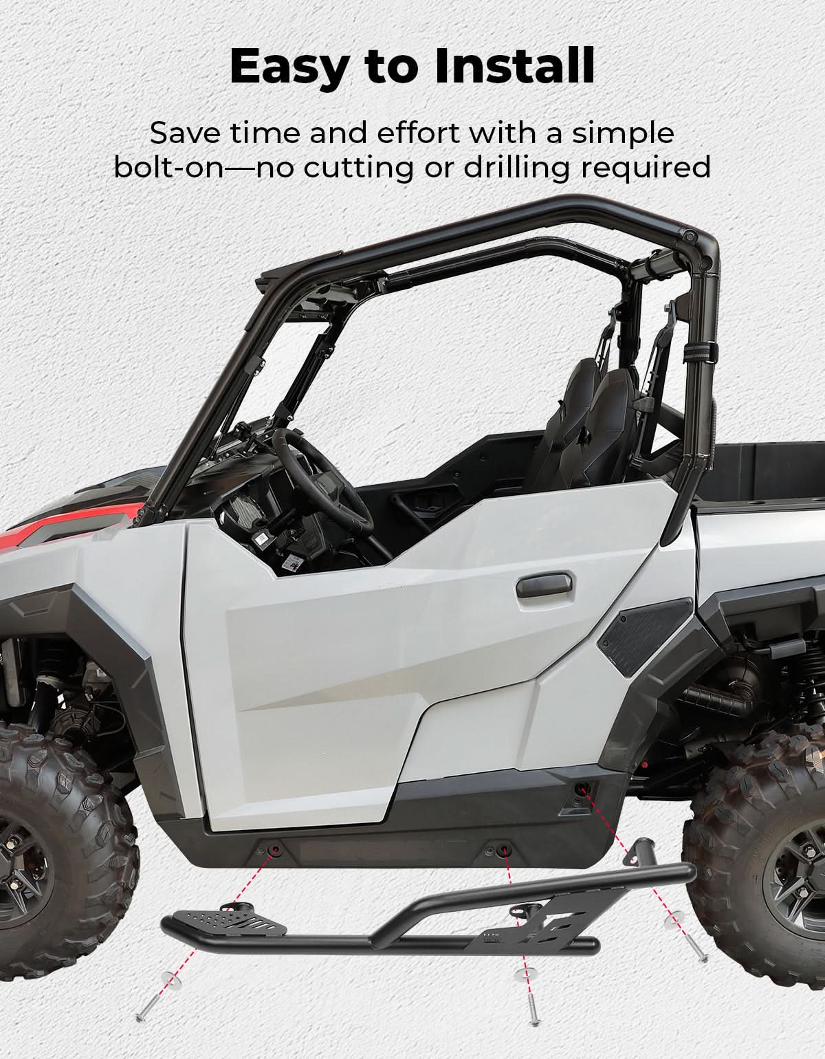 UTV Rock Sliders Nerf Bar for Polaris General 1000/ General XP 1000, 2016 - 2025 - 3 Star UTV