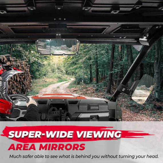 UTV Side Mirrors and Center Mirror for Ranger 500 570 900 1000 XP w/Pro - Fit tube cages - 3 Star UTV