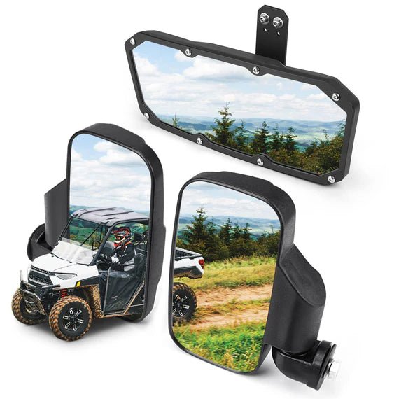 UTV Side Mirrors and Center Mirror for Ranger 500 570 900 1000 XP w/Pro - Fit tube cages - 3 Star UTV
