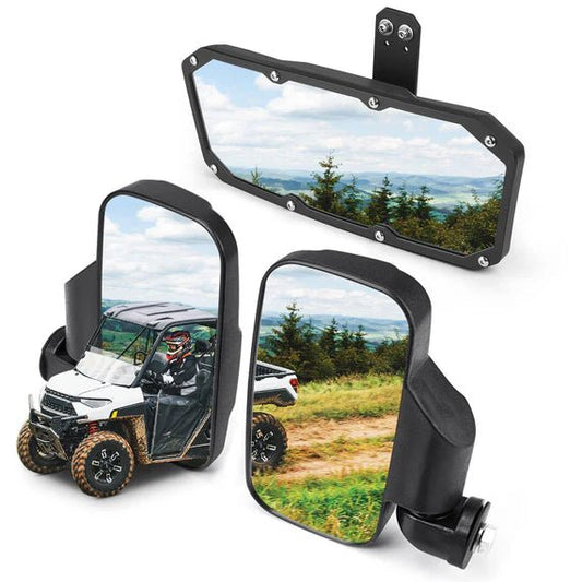 UTV Side Mirrors and Center Mirror for Ranger 500 570 900 1000 XP w/Pro - Fit tube cages - 3 Star UTV