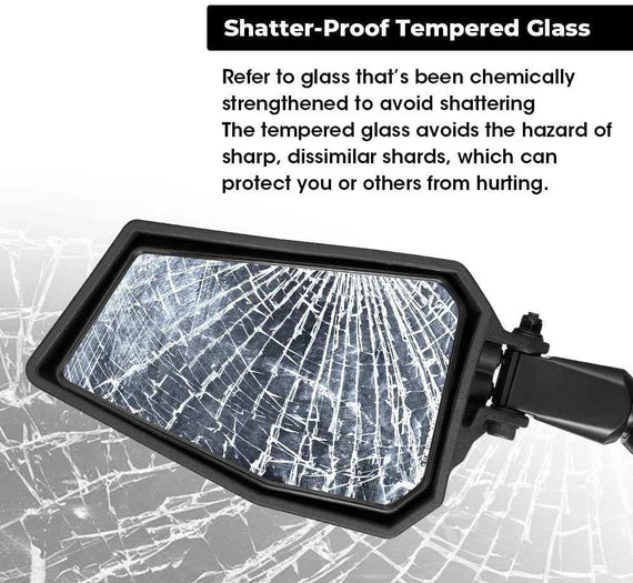 UTV Side View Mirrors for 1.75 - 2" Roll Bar Fit Polaris Ranger - 3 Star UTV