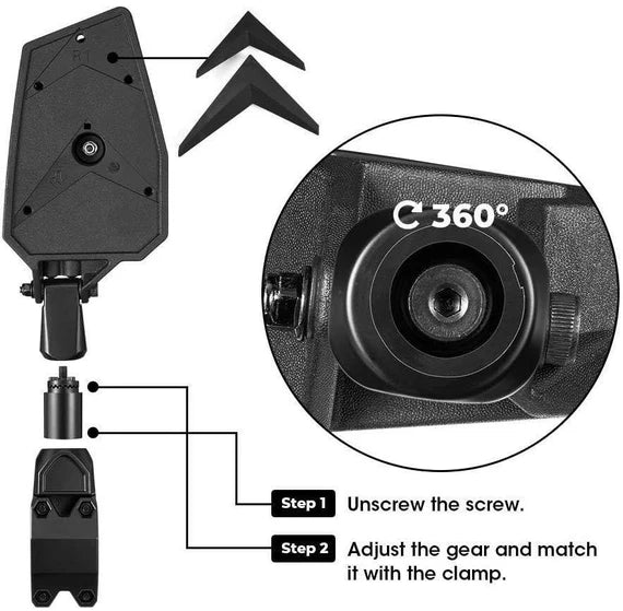 UTV Side View Mirrors for 1.75 - 2" Roll Bar Fit Polaris Ranger - 3 Star UTV