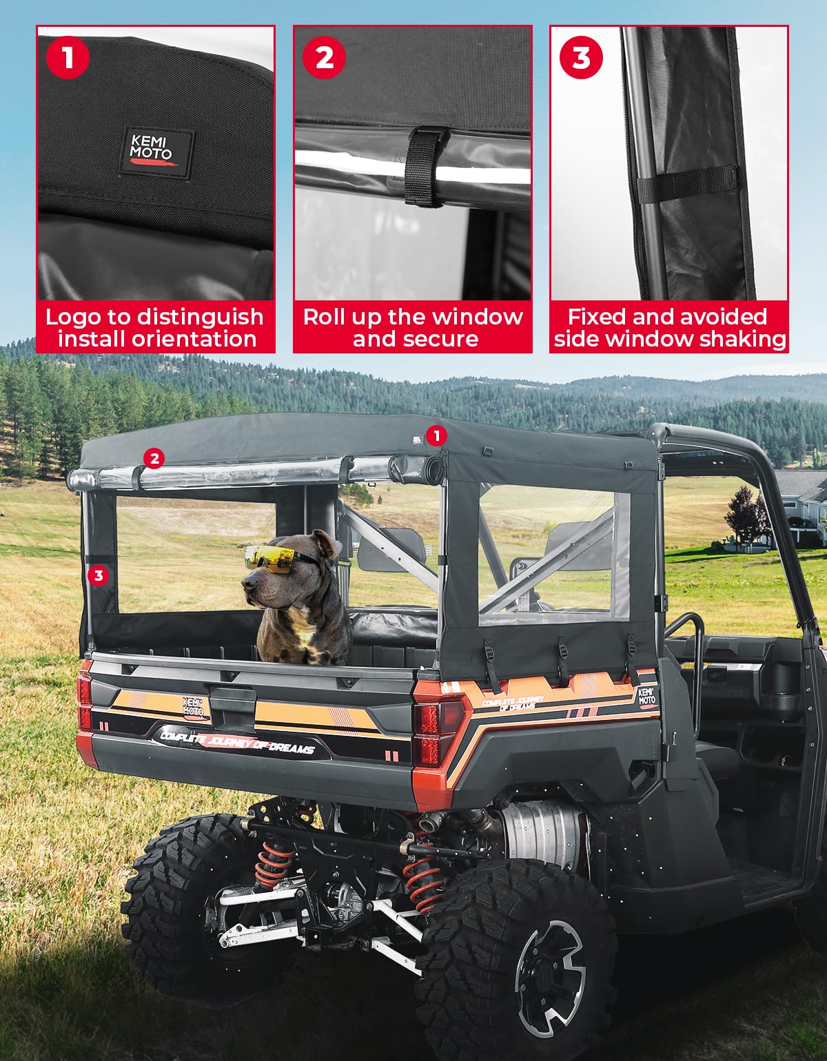 UTV Soft Cargo Camper Bed Cover Rack for Polaris Ranger 570 Full - size/XP 900/1000 / XP 1000 / Crew - 3 Star UTV