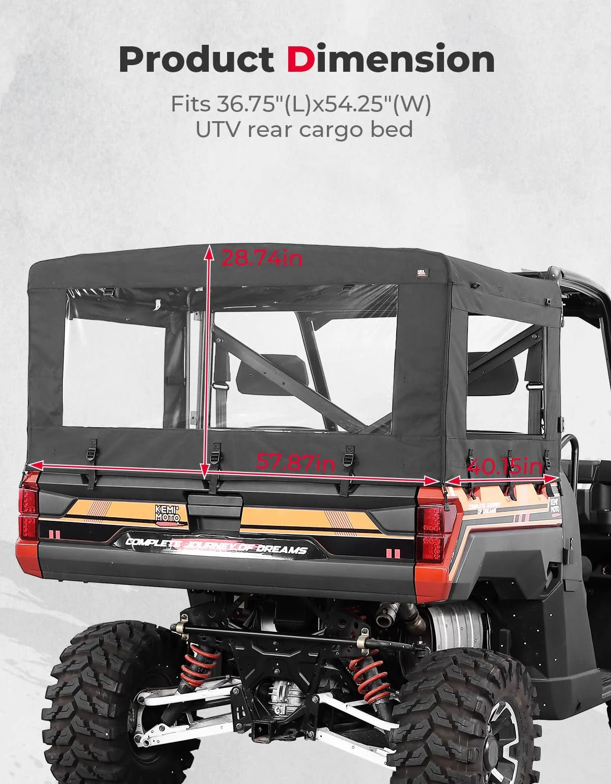 UTV Soft Cargo Camper Bed Cover Rack for Polaris Ranger 570 Full - size/XP 900/1000 / XP 1000 / Crew - 3 Star UTV