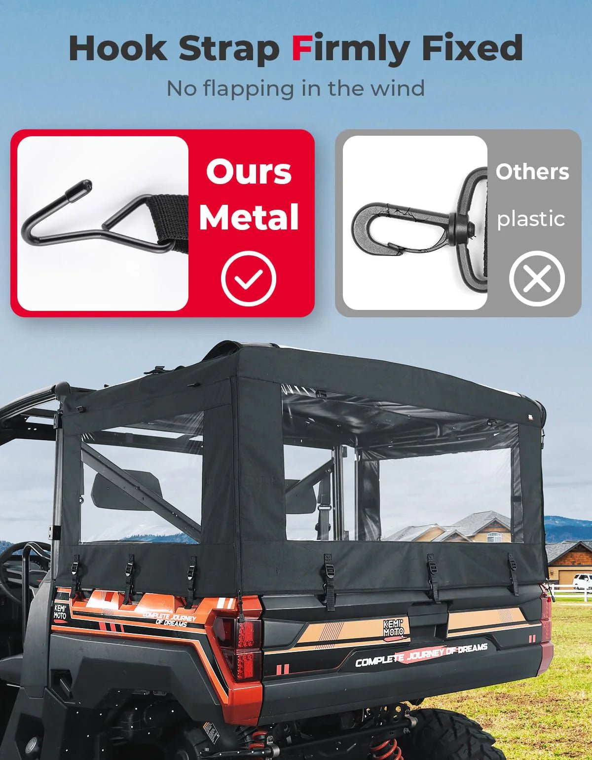 UTV Soft Cargo Camper Bed Cover Rack for Polaris Ranger 570 Full - size/XP 900/1000 / XP 1000 / Crew - 3 Star UTV