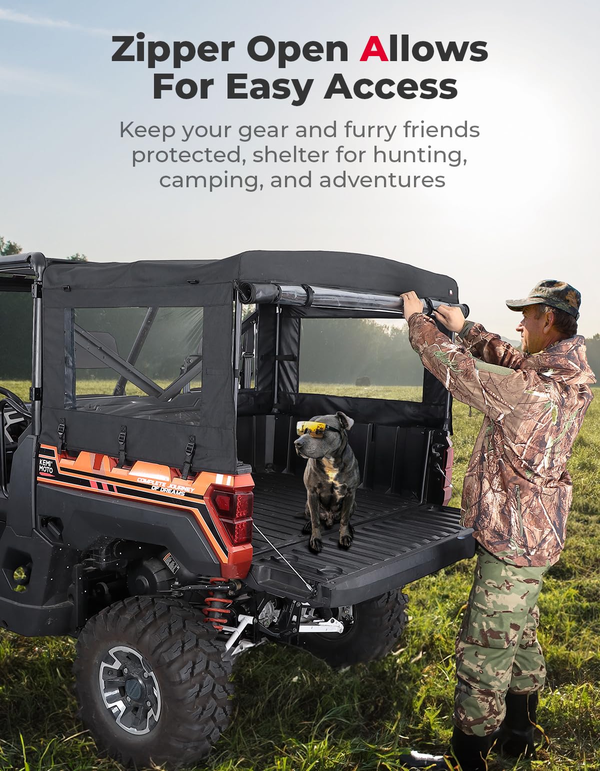 UTV Soft Cargo Camper Bed Cover Rack for Polaris Ranger 570 Full - size/XP 900/1000 / XP 1000 / Crew - 3 Star UTV