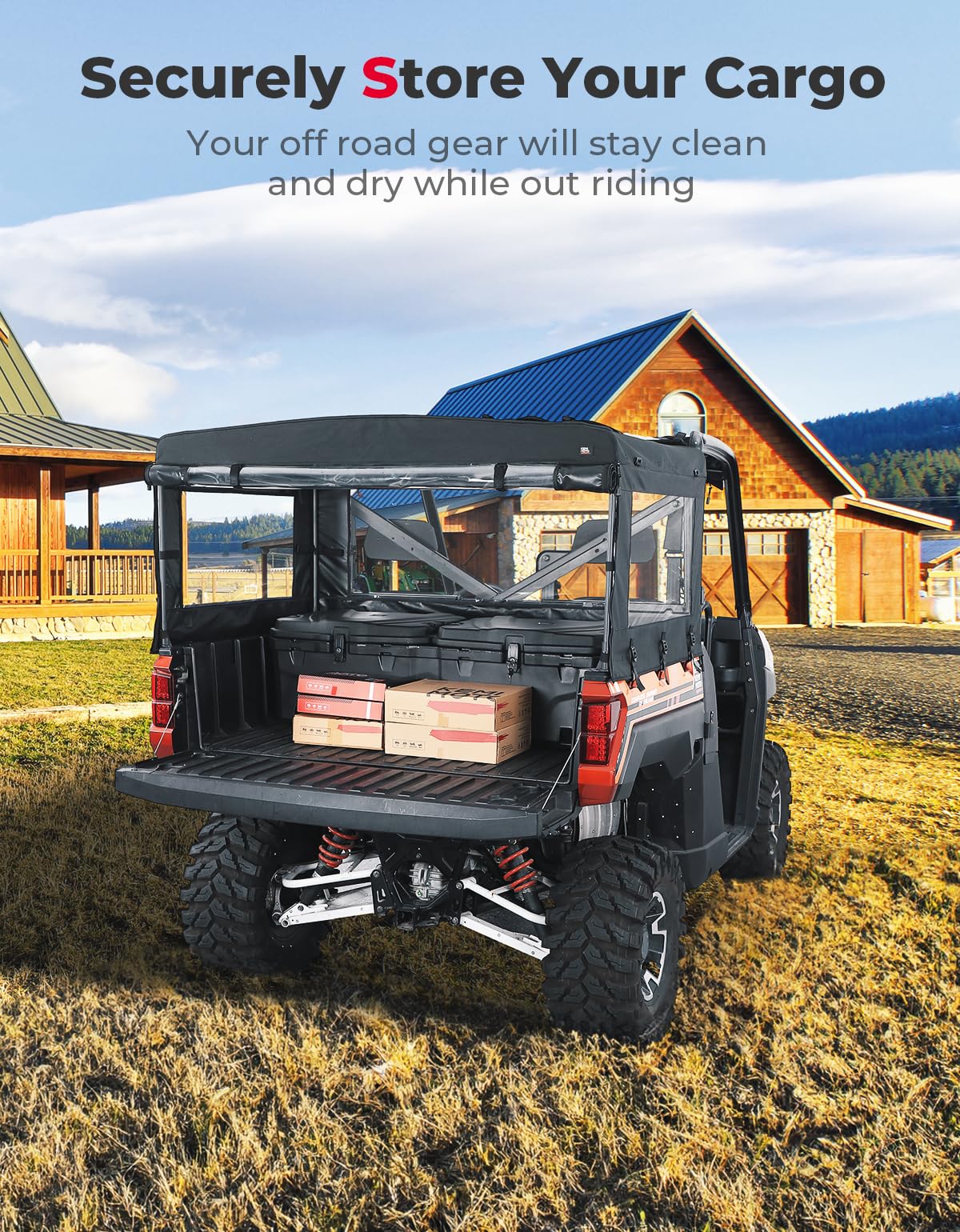 UTV Soft Cargo Camper Bed Cover Rack for Polaris Ranger 570 Full - size/XP 900/1000 / XP 1000 / Crew - 3 Star UTV