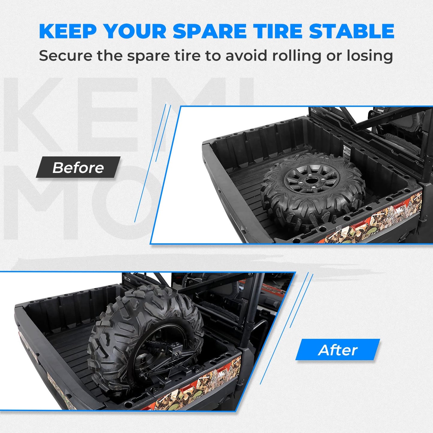 UTV Spare Tire Mount for Polaris Ranger 500 1000 XP 1000 - 3 Star UTV