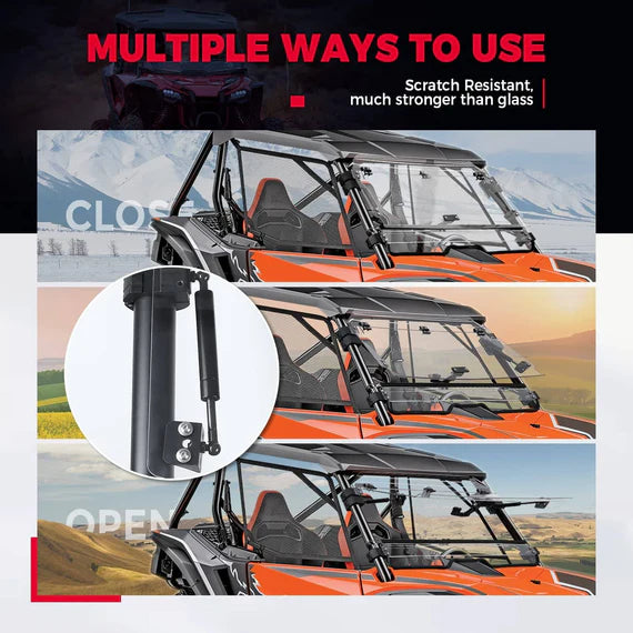 Honda Talon 1000X/1000R/1000X-4 Scratch-Resistant 3-in-1 Flip Windshield