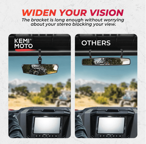 1.5" - 2" Rearview Mirror for Polaris RZR/Pioneer/Talon/X3/CFMoto/Kawasaki - 3 Star UTV