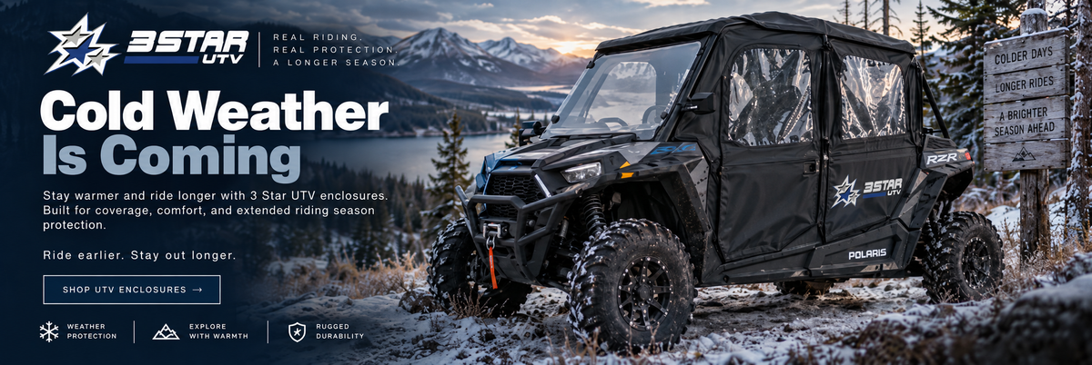 3 Star UTV cold-weather enclosures — real riding, real protection, a longer season.
