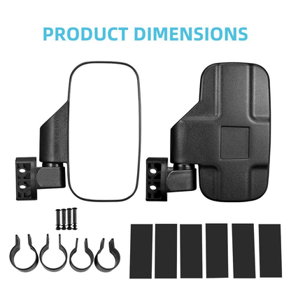 360 Degree Adjustable Side Mirrors with 1.75" - 2" Roll Bar Cage (1 pair) - 3 Star UTV