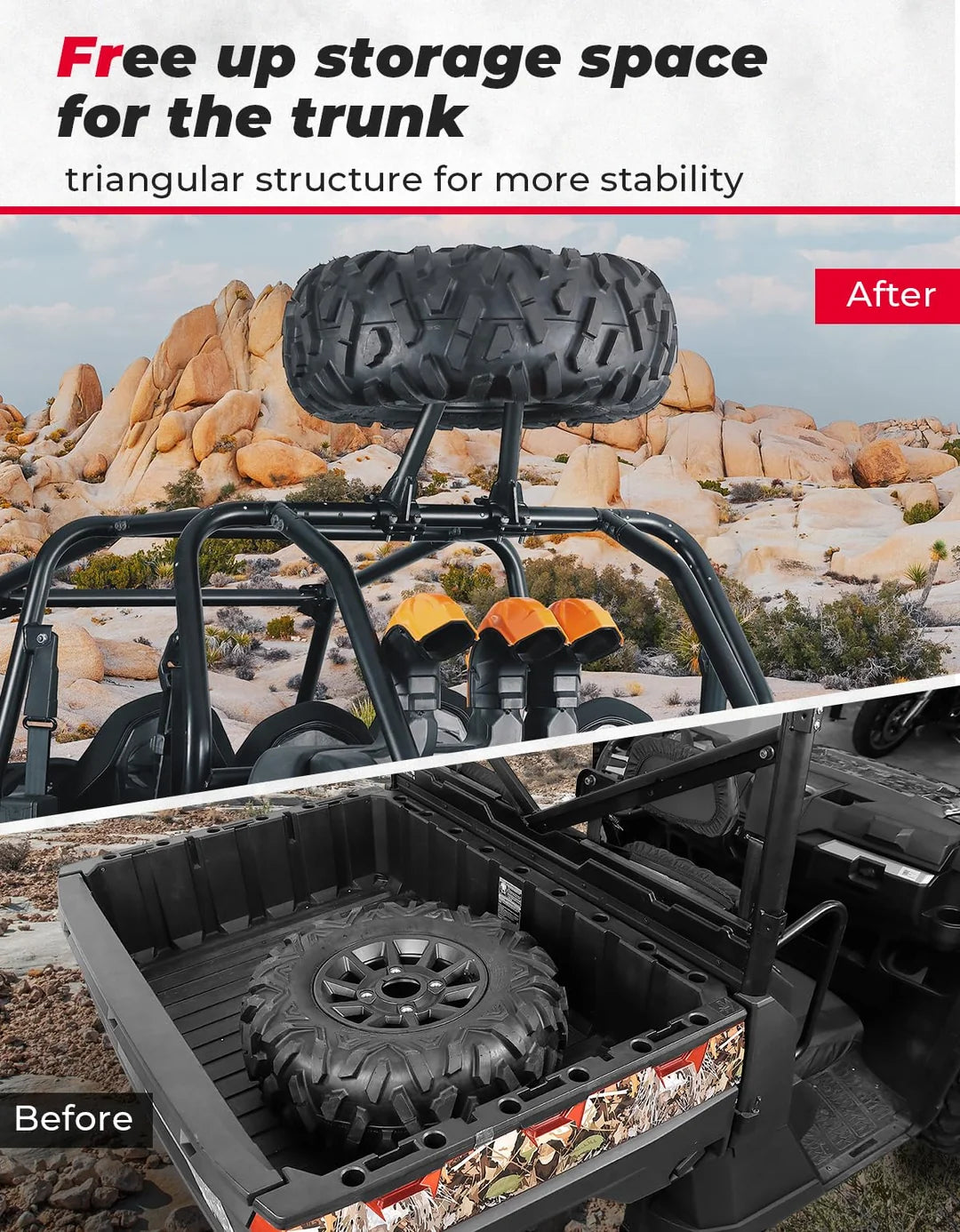 Universal UTV Spare Tire Carrier for 1.5–2 Inch Roll Cages