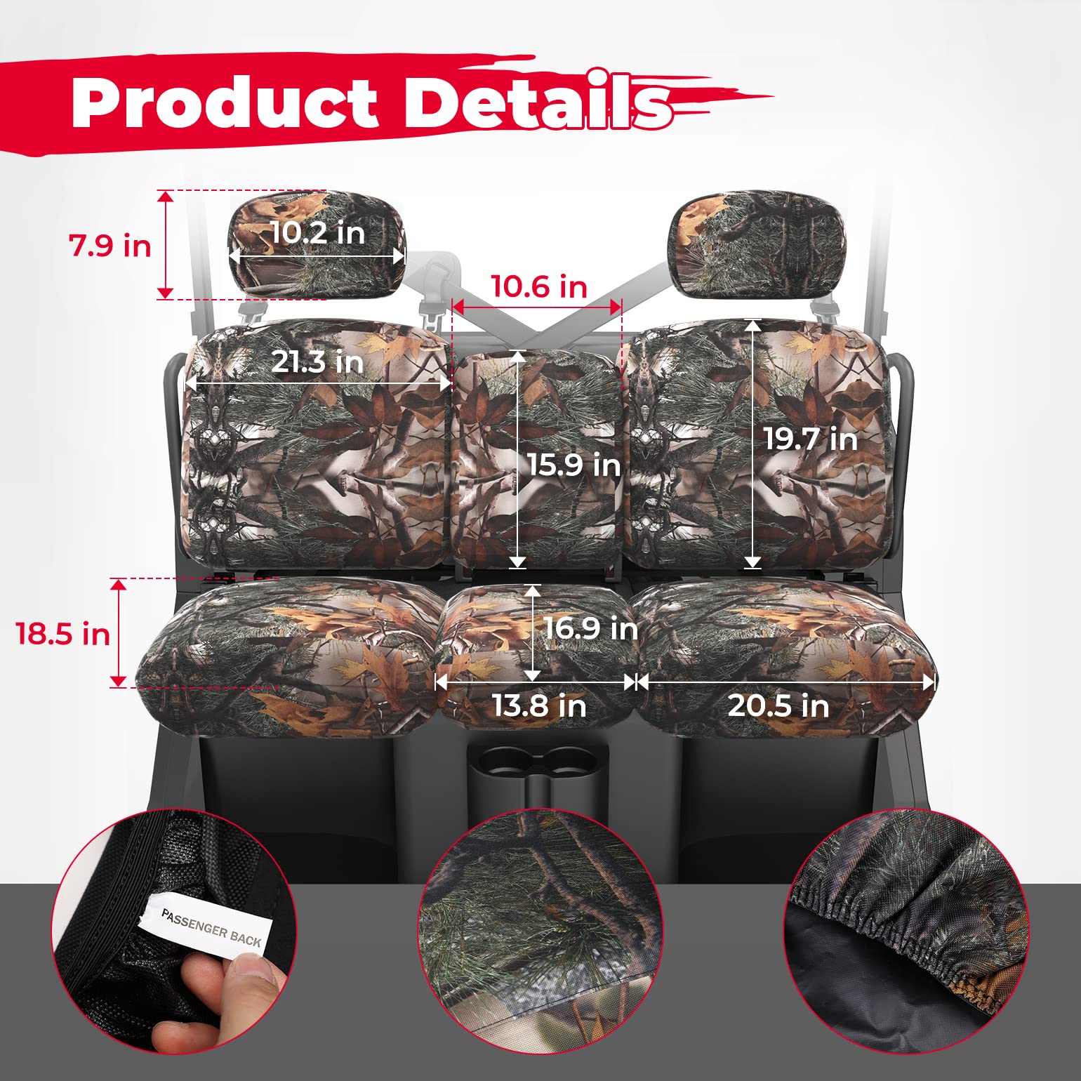 Camouflage Seat Cover for Can Am Defender HD5|7|8|9|10 - 3 Star UTV