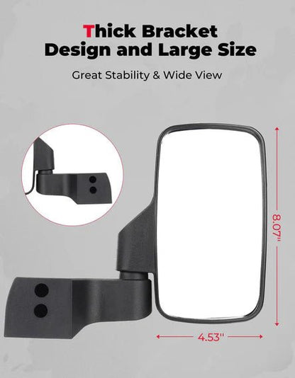 Door Mounted Side View Mirrors for Polaris Ranger/ Commercial Pro XD (1 Pair) - 3 Star UTV