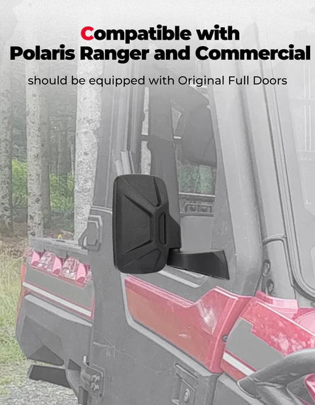 Door Mounted Side View Mirrors for Polaris Ranger/ Commercial Pro XD (1 Pair) - 3 Star UTV