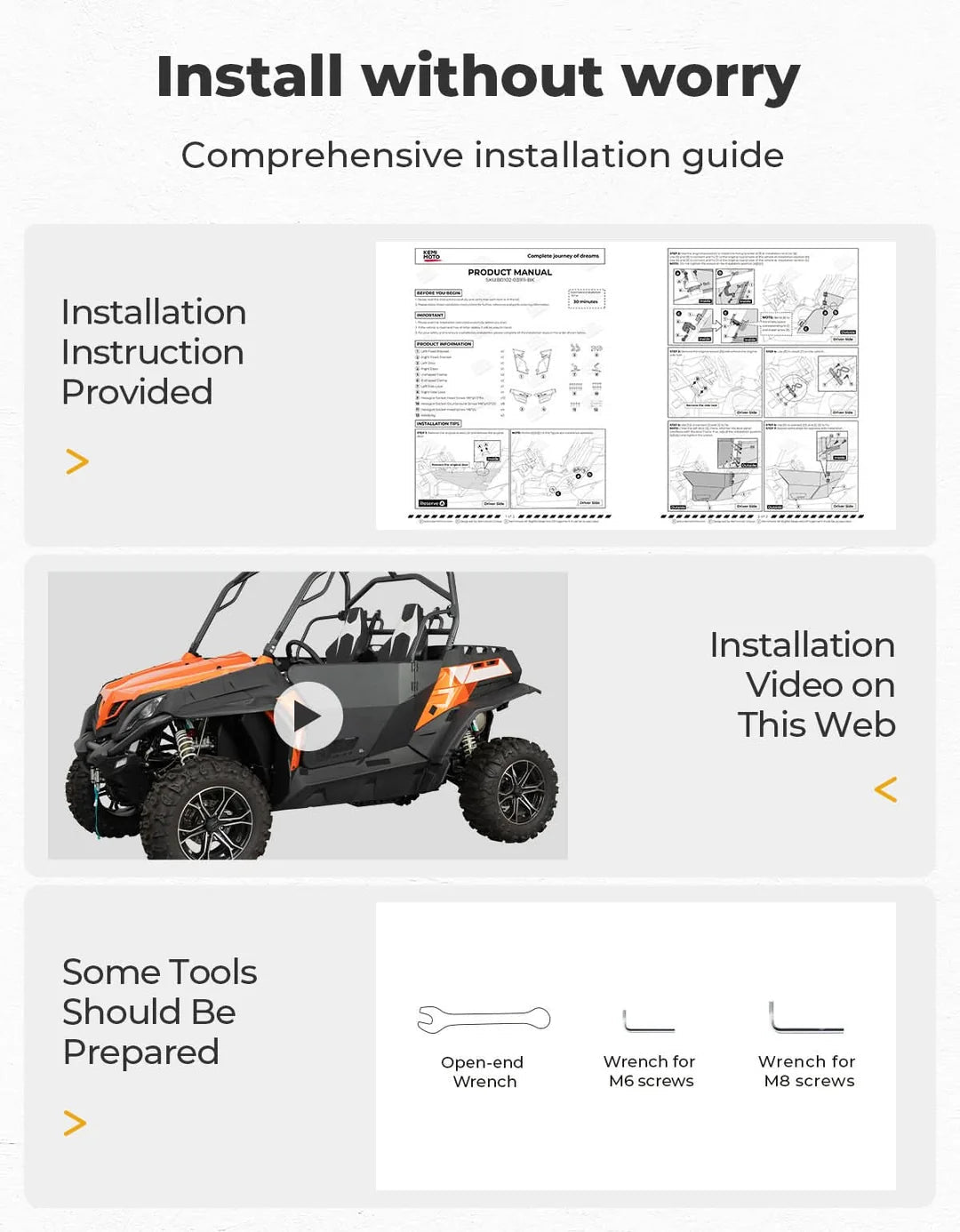 Heavy-Duty Aluminum Doors for CFMOTO ZFORCE 500 / 800 / 1000 - 3 Star UTV