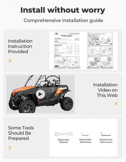 Heavy-Duty Aluminum Doors for CFMOTO ZFORCE 500 / 800 / 1000 - 3 Star UTV