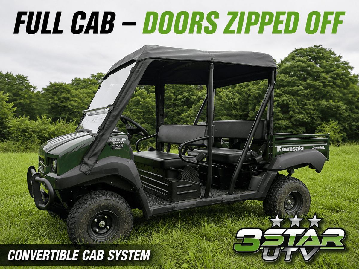 Kawasaki Mule 4000/4010 Trans - Full Cab Enclosure for Hard Windshield - 3 Star UTV