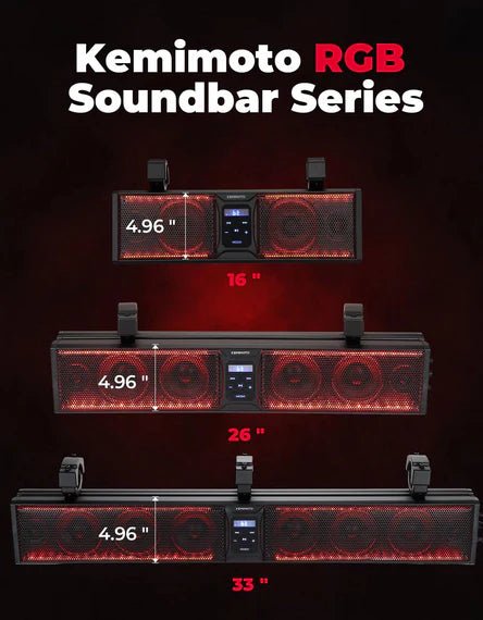 Kemimoto - 33 - inch 8 - Speaker RGB UTV Bluetooth Sound Bar for UTVs with 1.75" to 2.25" Roll Bars (Copy) (Copy) - 3 Star UTV