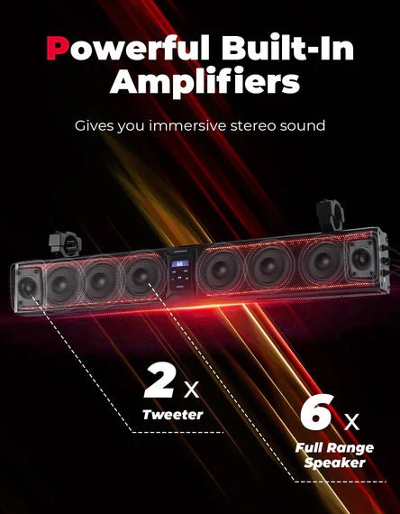 Kemimoto - 33 - inch 8 - Speaker RGB UTV Bluetooth Sound Bar for UTVs with 1.75" to 2.25" Roll Bars (Copy) (Copy) - 3 Star UTV