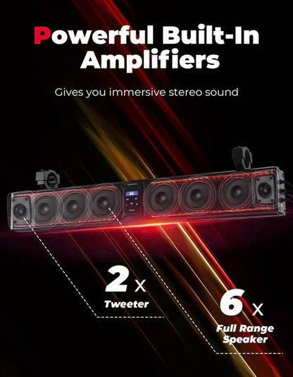 Kemimoto - 33 - inch 8 - Speaker RGB UTV Bluetooth Sound Bar for UTVs with 1.75" to 2.25" Roll Bars (Copy) (Copy) - 3 Star UTV