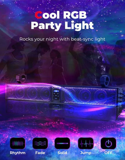 Kemimoto - 33 - inch 8 - Speaker RGB UTV Bluetooth Sound Bar for UTVs with 1.75" to 2.25" Roll Bars (Copy) (Copy) - 3 Star UTV