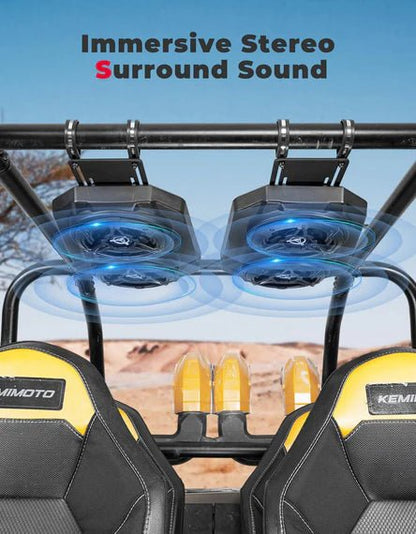 Kemimoto - 6.5" UTV Bluetooth Sound System Speakers for UTVs with 1.625" to 1.9" Roll Bars (Copy) - 3 Star UTV