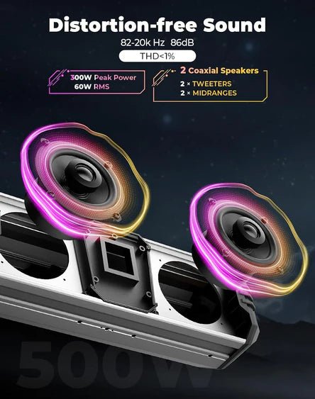 KEMIMOTO Midnight S40 16" Aluminum RGB Bluetooth Soundbar Silver - 3 Star UTV