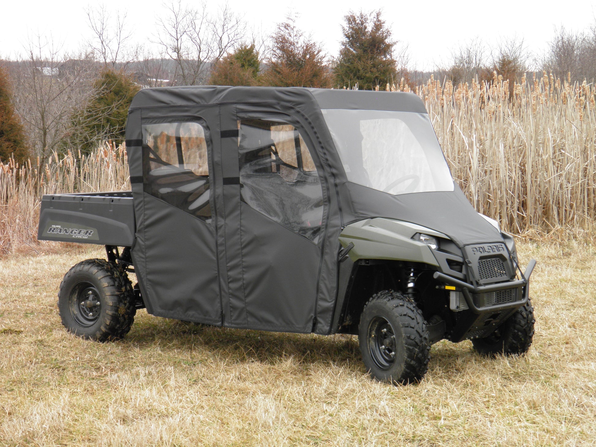 Polaris Ranger Crew 570 Mid Size - 4 Passenger - CAMO Full Cab Enclosure with Vinyl Windshield - 3 Star UTV