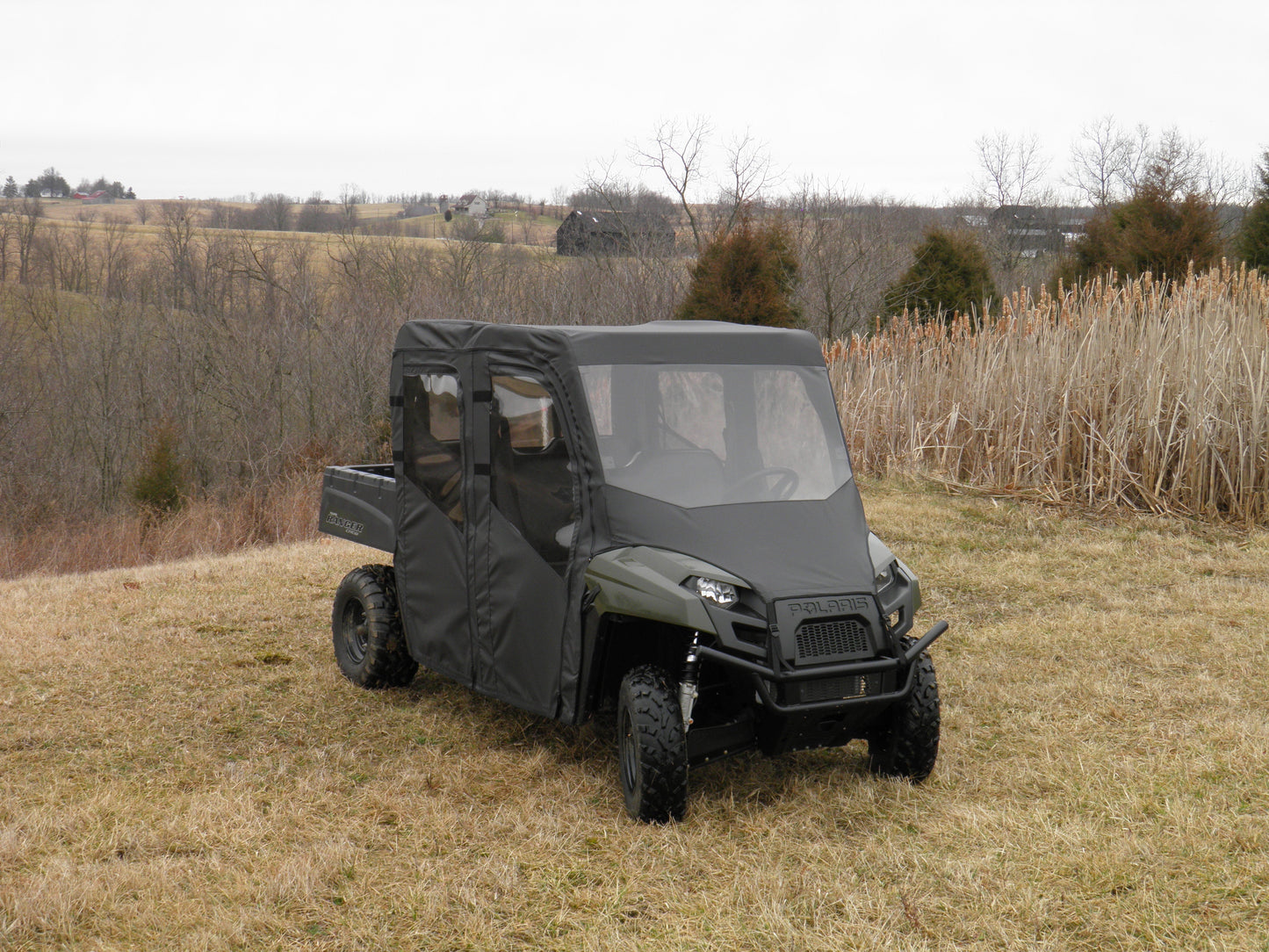 Polaris Ranger Crew 570 Mid Size - 4 Passenger - CAMO Full Cab Enclosure with Vinyl Windshield - 3 Star UTV