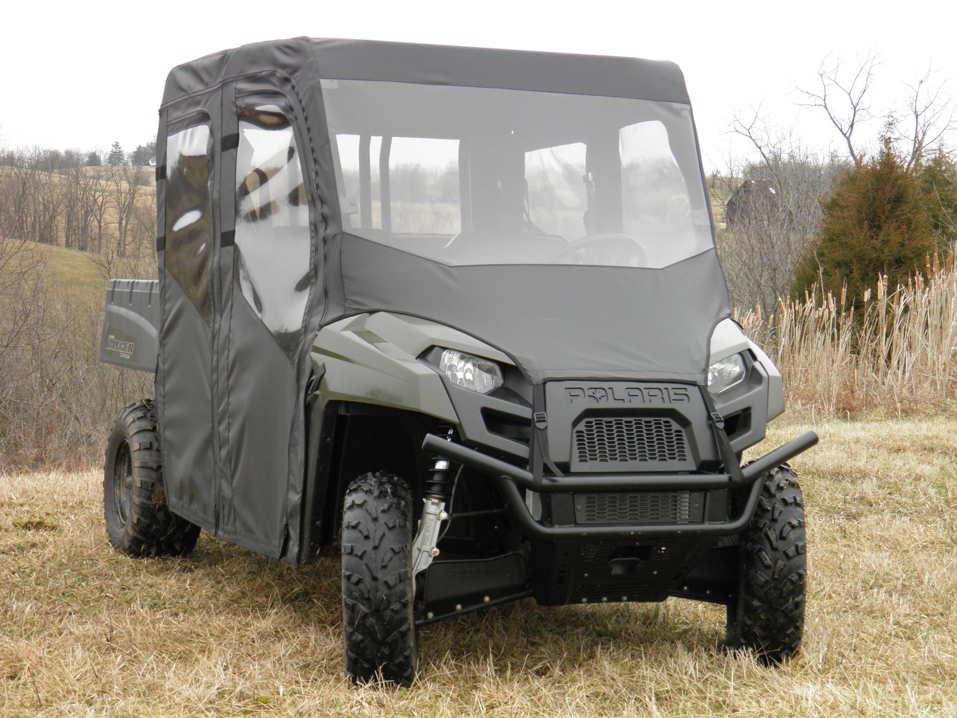 Polaris Ranger Crew 570 Mid Size - 4 Passenger - CAMO Full Cab Enclosure with Vinyl Windshield - 3 Star UTV