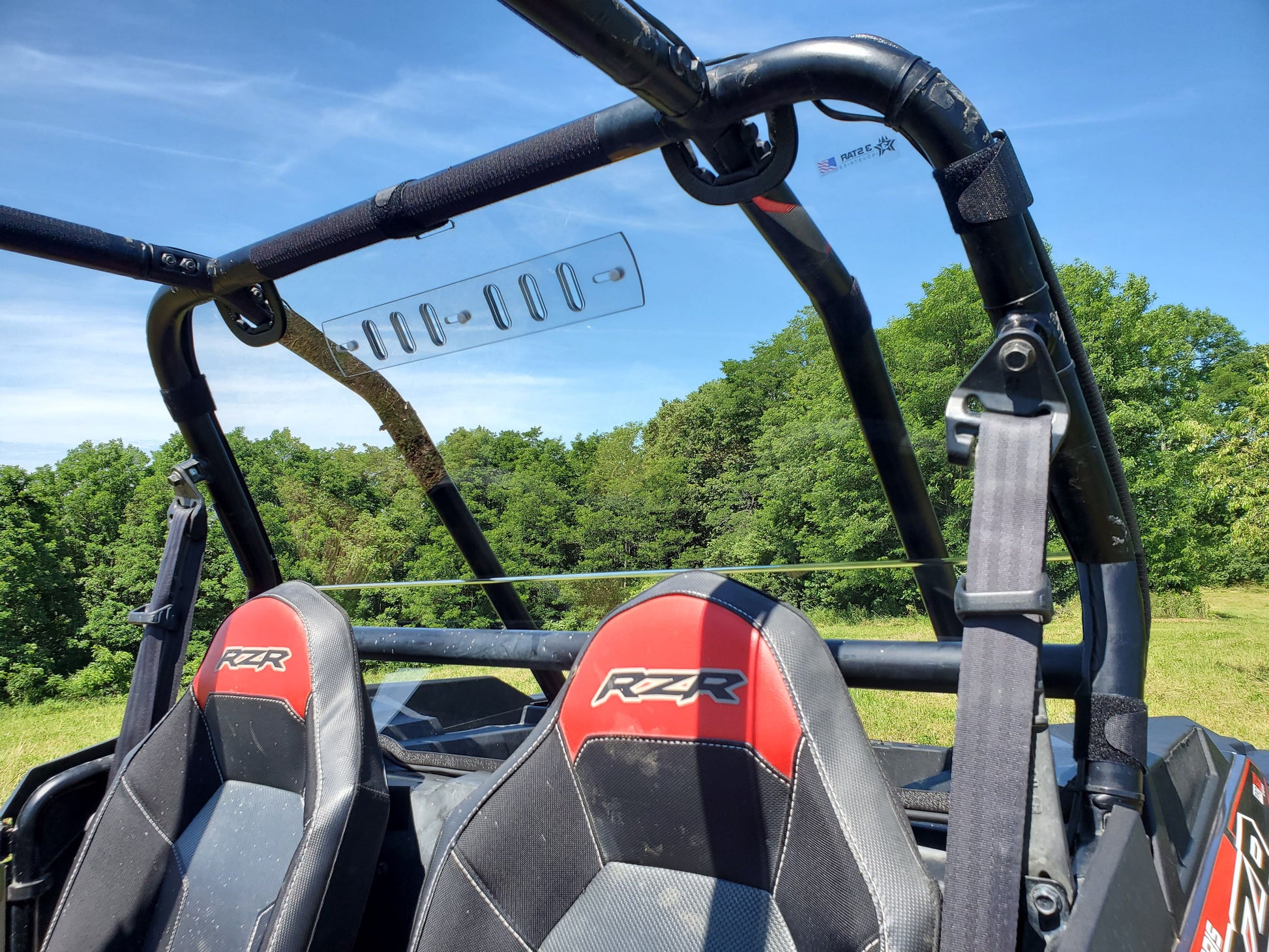 Polaris RZR XP 4 1000/XP 4 Turbo - 1 Pc Lexan Back Panel w/Clamp and Vent Options - 3 Star UTV