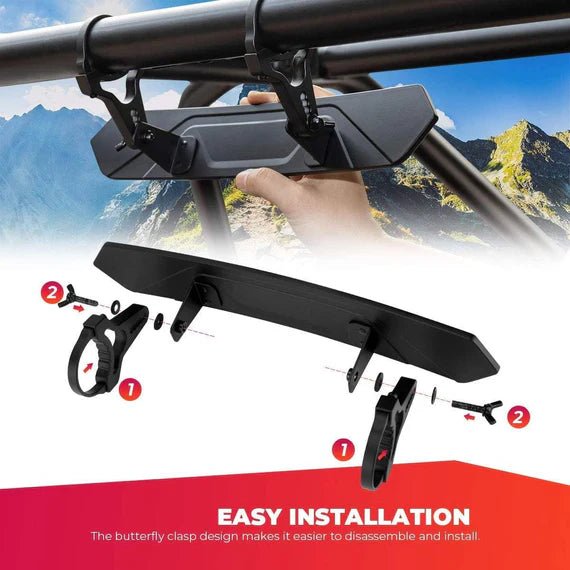 Rear View Mirror 1.65'' - 2'' for Maverick X3/ RZR/ Pioneer/ Talon/ Kawasaki - 3 Star UTV