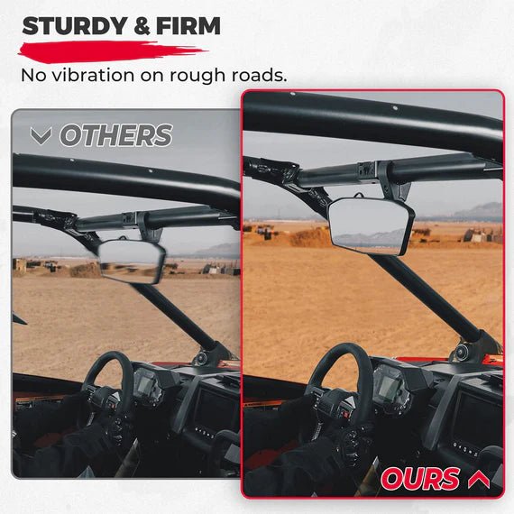 Rear View Mirror With Lights Fit 1.75" - 2" Round Roll Bar - 3 Star UTV