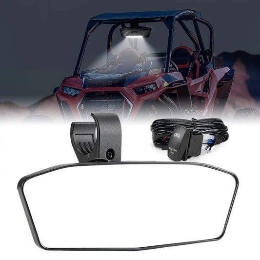 Rear View Mirror With Lights Fit 1.75" - 2" Round Roll Bar - 3 Star UTV