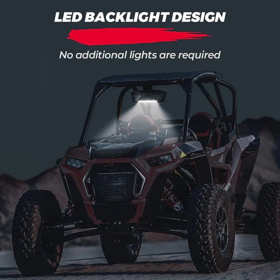 Rear View Mirror With Lights Fit 1.75" - 2" Round Roll Bar - 3 Star UTV