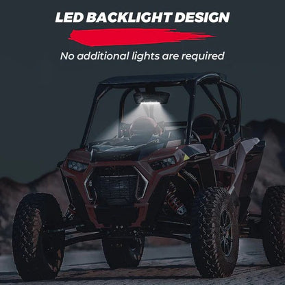 Rear View Mirror With Lights Fit 1.75" - 2" Round Roll Bar - 3 Star UTV