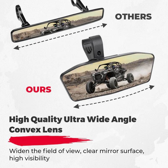 Rear View Mirror With Lights Fit 1.75" - 2" Round Roll Bar - 3 Star UTV